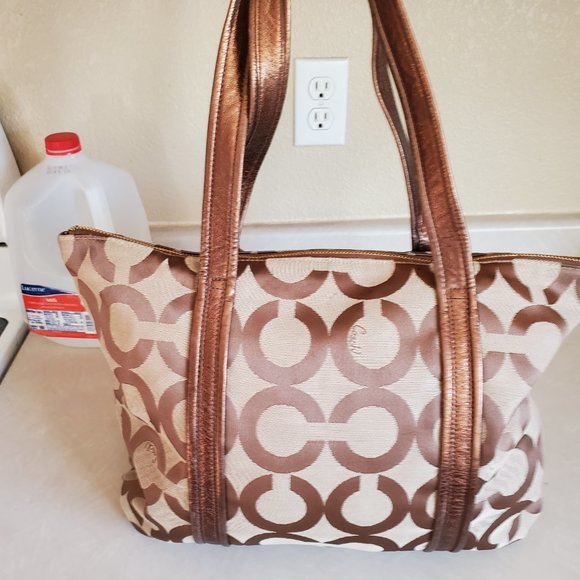 Vintage Coach Poppy Op Art Signature C's Tote Bag Purse c - Picture 3 of 14